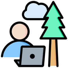 Digital Nomad Outline Color Icon