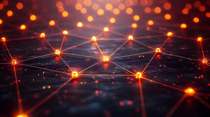 Abstract Glowing Network Connection: Futuristic Digital Technology Background