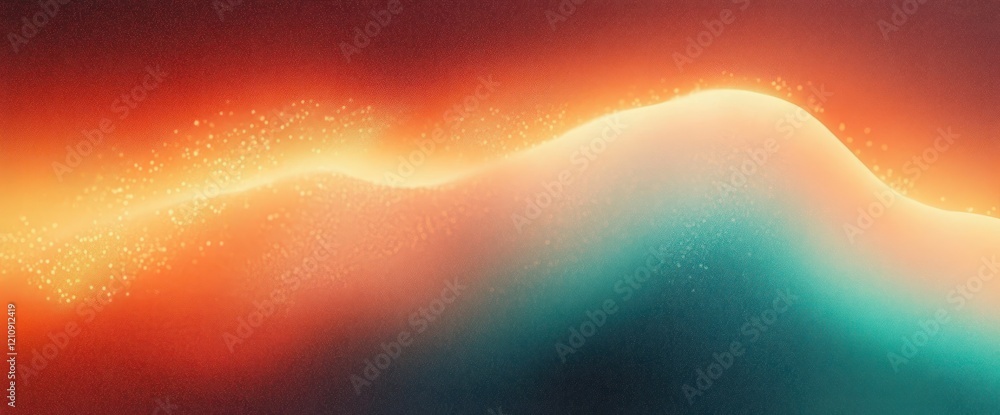 Poster teal orange gradient abstract background fluid wave design vibrant retro style noise texture