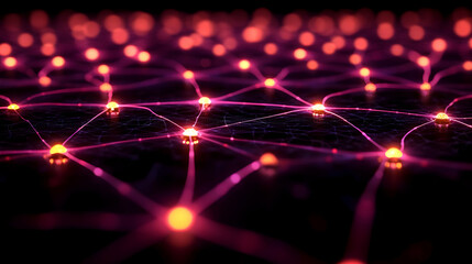 Obraz premium Abstract Glowing Network Connections Representing Global Digital Communication and Data Transmission