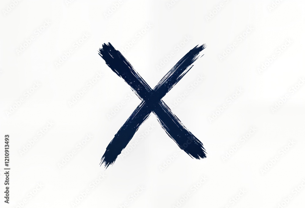 Poster hand drawn black x sign on transparent background. abstract symbol of rejection denial. ideal for va