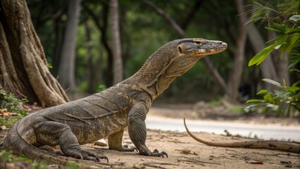 Fototapeta premium Exploring varanus habitat tropical forests wildlife photography natural environment close-up view reptilian diversity
