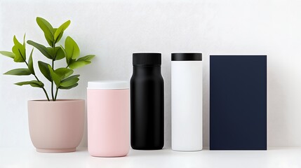 Minimal Product Packaging Mockup with Plant