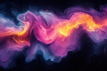 Fototapeta premium dynamic fluid art composition featuring swirling neon colors against deep black background creating mesmerizing abstract patterns