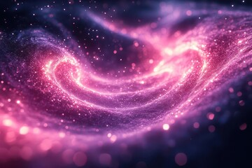 dynamic purple energy particles forming spiral patterns in motion ethereal light trails creating dimensional depth against deep black background