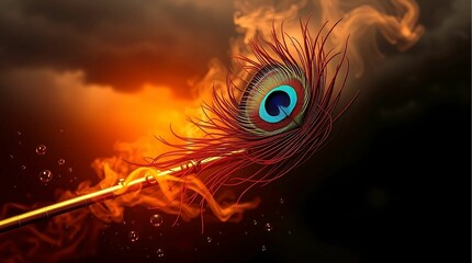 flute and a peacock feather. Generative AI