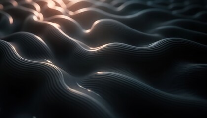 Obraz premium Abstract black background with radiant flowing lines. Fluid, visually captivating effect. Modern minimalist design. Soft glow, smooth lines. Engaging focal point. Ideal for contemporary projects.