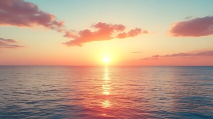 Serene Sunset Over Calm Ocean Waters