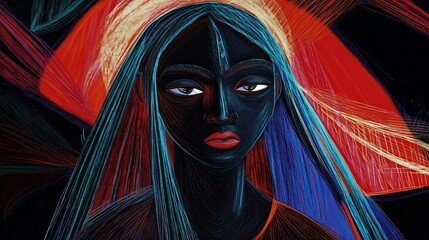 Depression sad woman black expressionistic