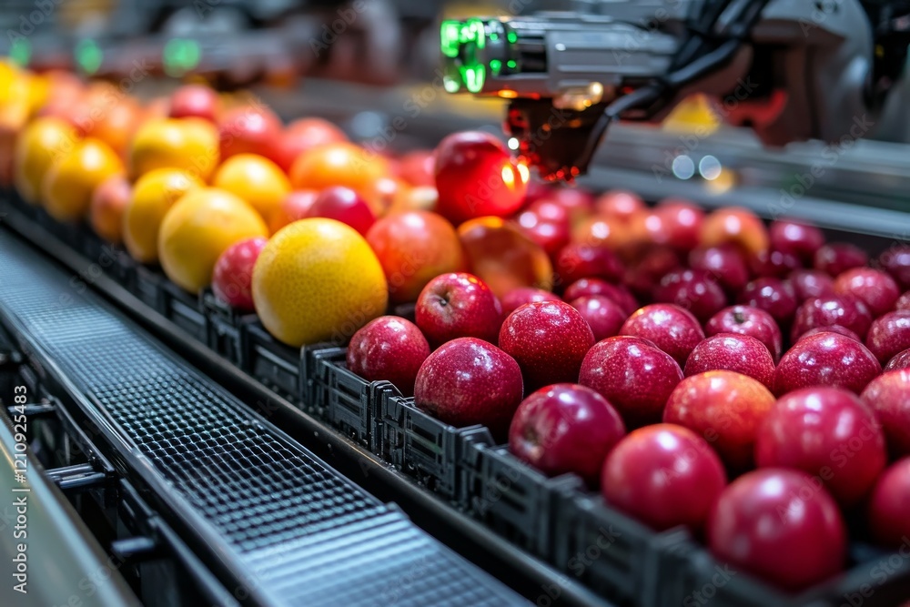 Poster automated fruit packaging in a modern agricultural setting with robotics technology