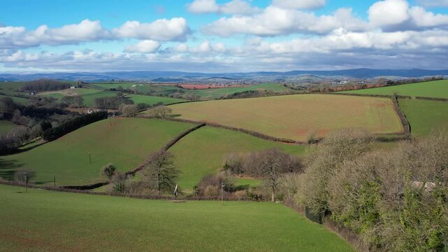 Fields and Farms from a drone, Devon, England,  Europe