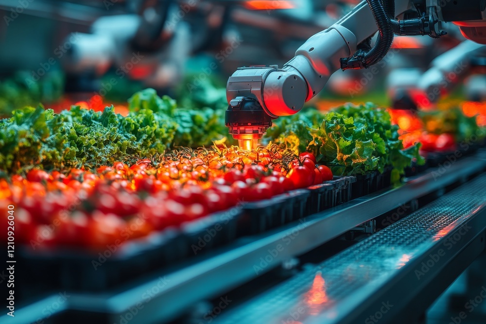 Aufkleber automated vegetable packaging process in modern agriculture using robots helps increase efficiency a