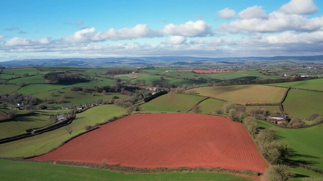 Fields and Farms from a drone, Devon, England,  Europe