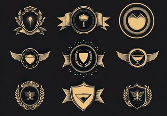 Retro badge. Old emblem logo frame and vintage silhouette