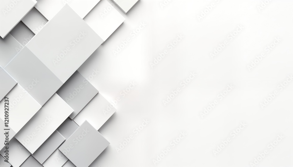 Poster abstract geometric pattern with layered white, grey squares. modern design element for tech banner f