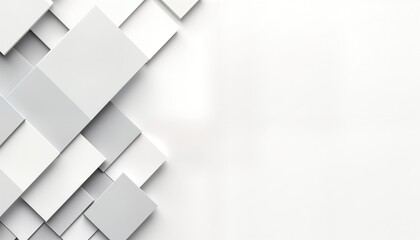 Fototapeta premium Abstract geometric pattern with layered white, grey squares. Modern design element for tech banner flyer. Trendy graphic design concept. Suitable for web print media. Creative background for