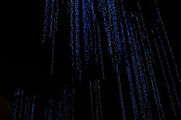 Blue lights abstract pattern background which look like digital binary bits streaming