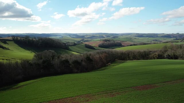 Fields and Farms from a drone, Devon, England,  Europe