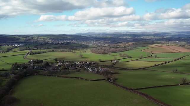 Fields and Farms from a drone, Devon, England,  Europe