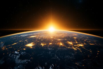 Vibrant sunrise over Earth captured from space showcasing the beauty of our planet's atmosphere