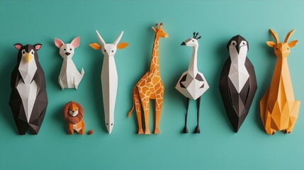 Obraz premium Colorful Origami Wildlife