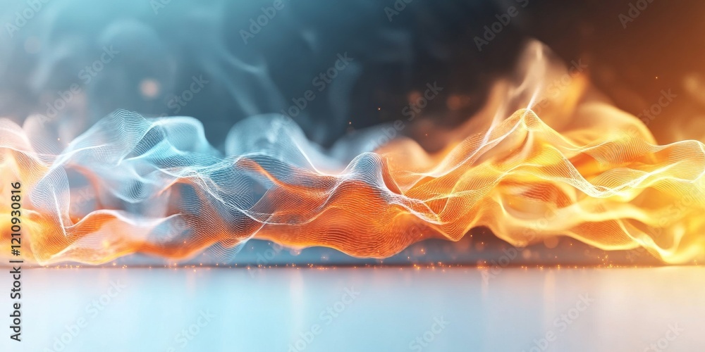 Poster colorful abstract wave patterns of fire and ice create a stunning visual display of contrasting elem