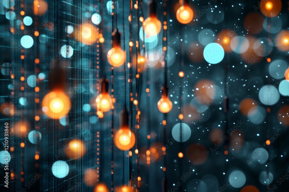 Poster intricate display of glowing lights creating a captivating atmosphere in a darkened space