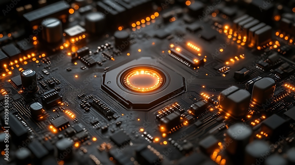 Poster illuminated circuit board central processing unit