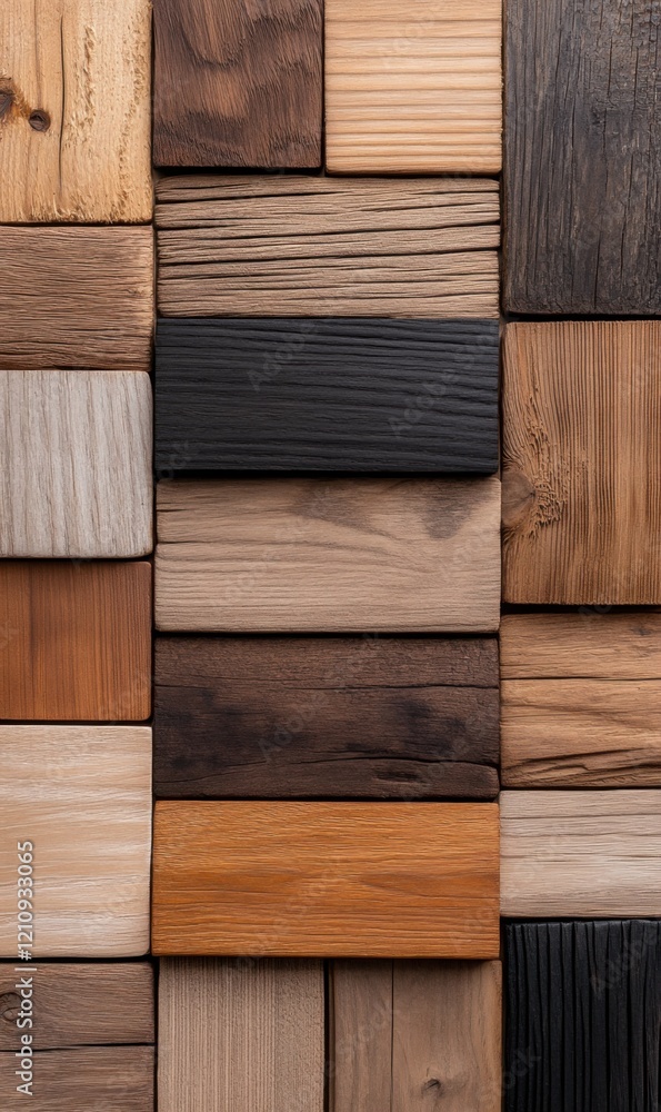 Poster diverse texture and color variation of different wooden panels arranged in a beautiful pattern
