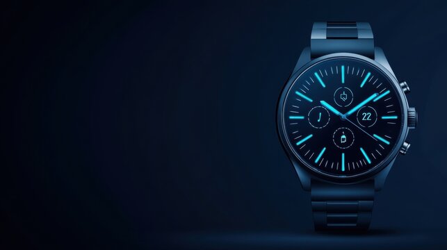 Sleek Modern Analog Watch with Illuminated Features on Dark Background for Stylish Timekeeping Solutions