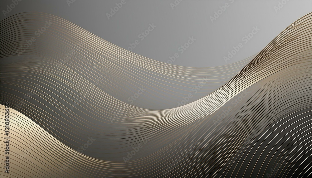Poster modern luxurious wavy line pattern on gradient gray banner background with copy space. generated ima