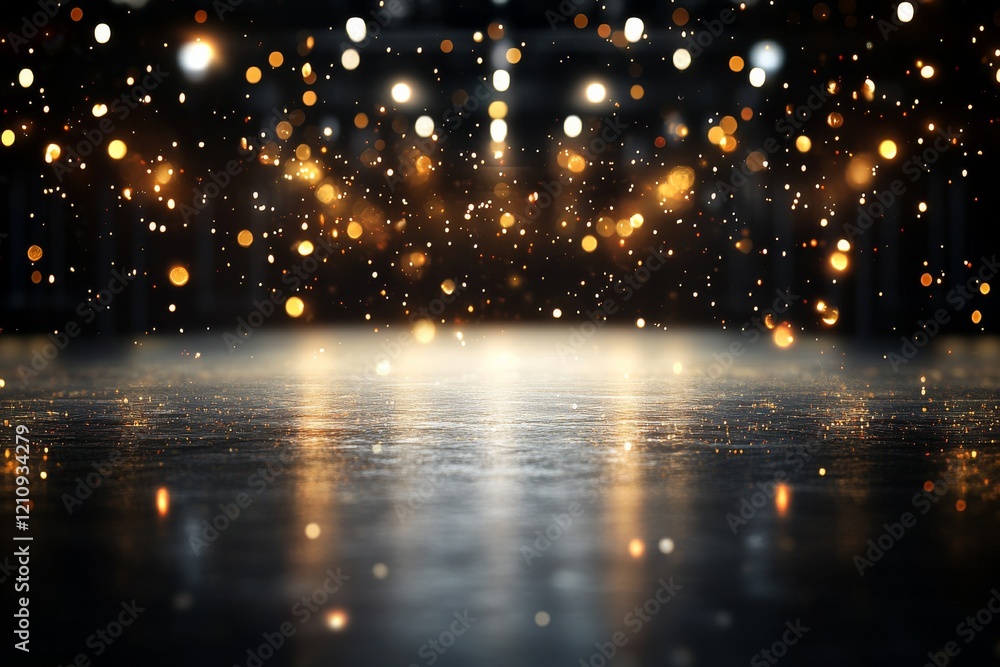 Poster illuminated background sparkling with bokeh lights creates a festive atmosphere at an evening event