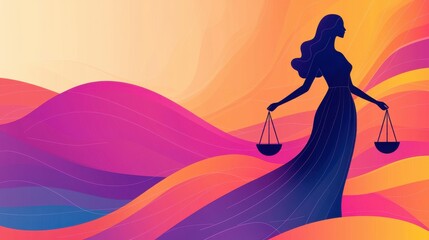 Text 'Day of Women Judges' surrounded by flowing graphic patterns