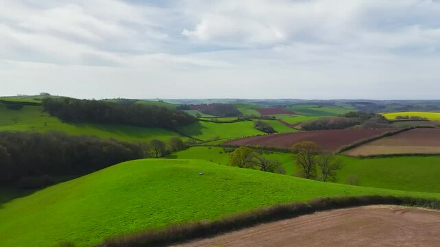 Fields and Farms from a drone, Devon, England,  Europe