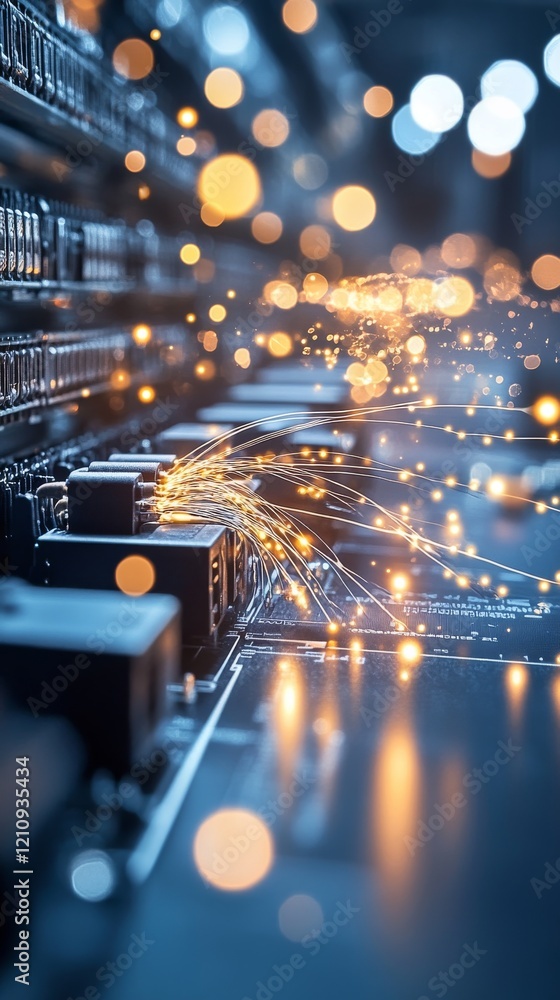 Poster illuminated circuitry sparks innovation in a modern tech environment