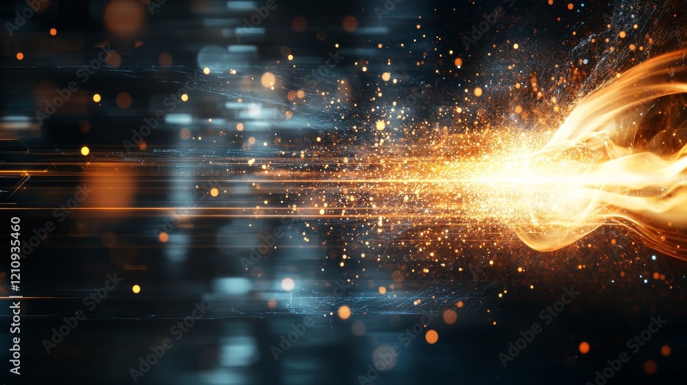 Poster dynamic explosion of light and energy creating a visually stunning display of speed and motion in a 