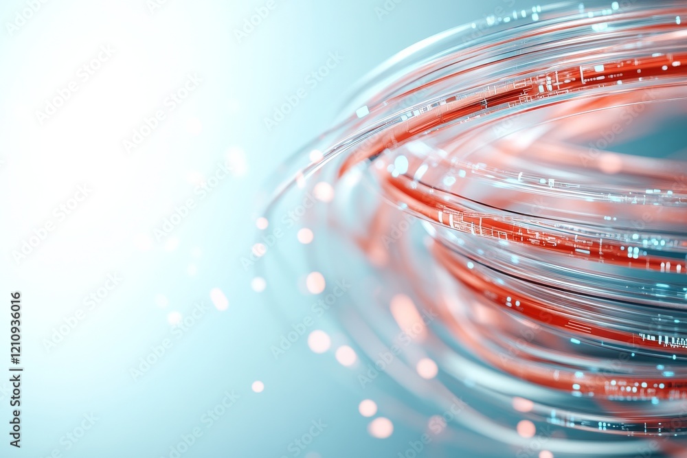Poster abstract digital composition featuring swirling lines and glowing lights creating a futuristic atmos