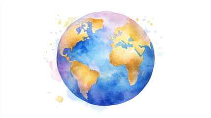 Naklejka premium beautiful watercolor illustration of Earth, showcasing vibrant colors and artistic flair