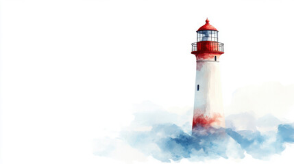 serene lighthouse stands tall amidst soft blue waves, evoking tranquility and guidance