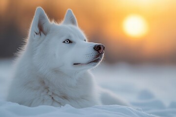 energetic husky dog gracefully poised against a snowy winter landscape capturing the essence of playful spirit and adventure a blank space inviting viewers to imagine their own story