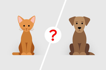 Cat and dog, concept of choosing a pet for adoption or buying