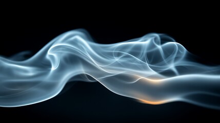 Fototapeta premium Abstract Blue Smoke Waves Against Black Background