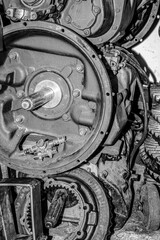 Detailed Monochrome Engine of Old Machine