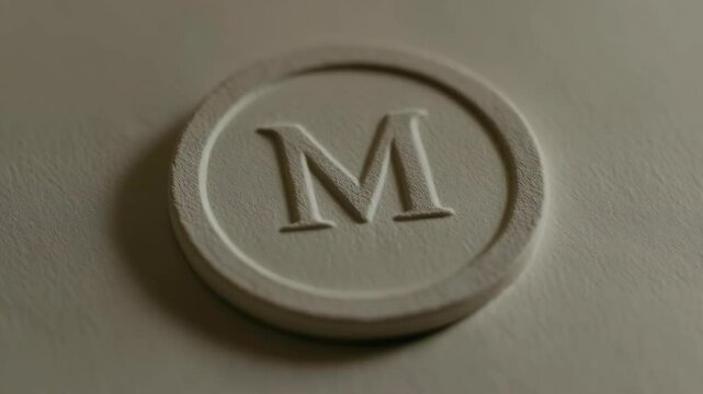 Rotating letter m coin: smooth transition and subtle lighting shifts