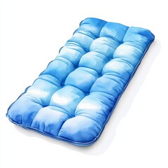 Fototapeta premium Soft watercolor sleeping pad captured in detail, highlighting its cozy texture and inviting design ideal for resting or camping adventures