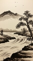 traditional japanese ink painting