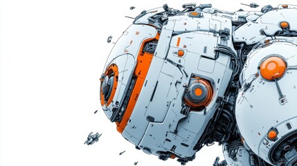 Futuristic Robot Design with Orange Accents and Mechanical Details