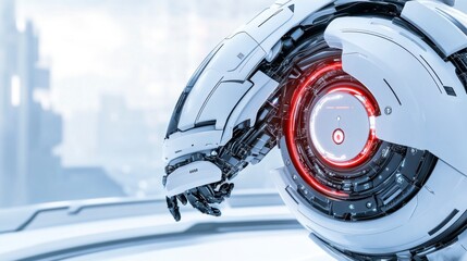 Fototapeta premium Futuristic Robot Arm with High-Tech Details and Glowing Elements