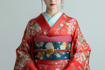 "Exquisite Display of Traditional Japanese Kimono Set with Rich Elegance and Cultural Detail"