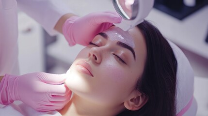 Relaxing Facial Treatment:  A Close-Up of a Woman Receiving a Luxurious Spa Treatment